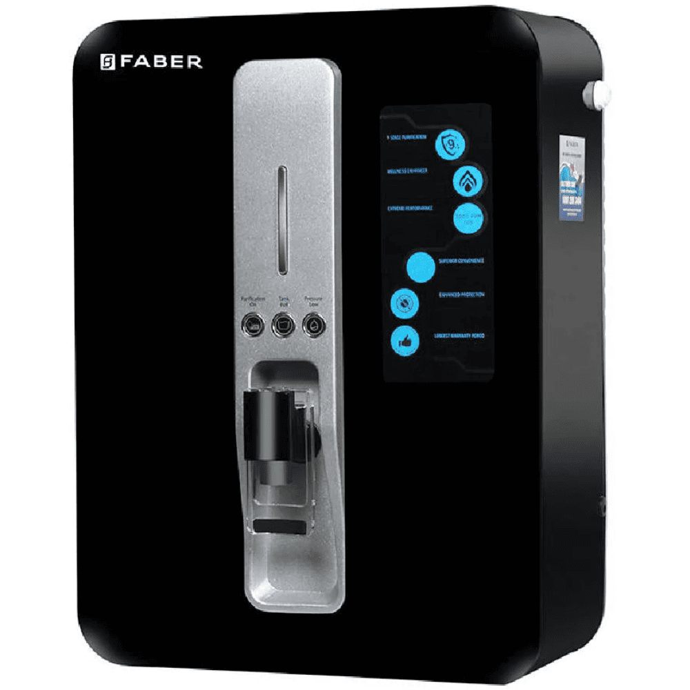 Faber Neutron Plus, 10 Ltrs Storage, RO + UV + UF + CU Guard + pH Enhancer Water Purifier, Black