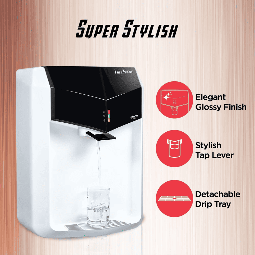 Hindware ELVEA, 7 Ltrs RO+UF+PH +UV+Advance Copper+Ph Booster Best Water Purifier, White & Black