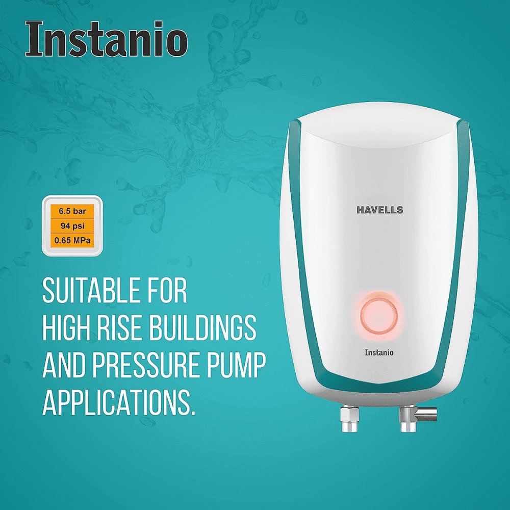 Havells 3 Ltrs Instant Water Heater Geyser (Instanio 3KW FP WHT/BLUE)