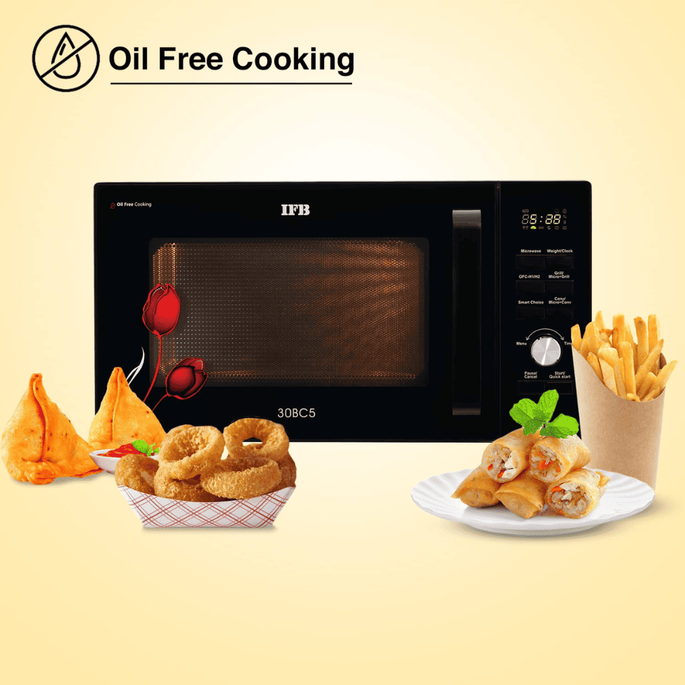 IFB 30 Ltrs Convection Microwave Oven with Oil Free Cooking with Starter Kit (30BC5,Black)