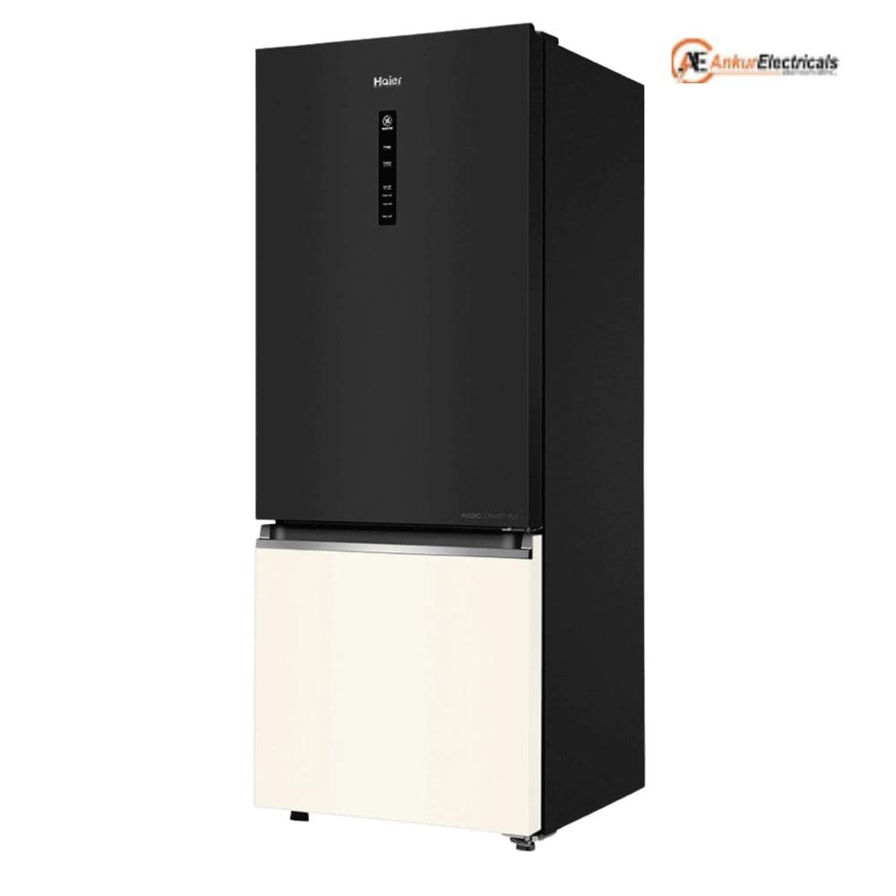 Haier 325L 2 Star Inverter Frost Free Double Door Refrigerator (HRB 3752KWGA P, Black White Glass)