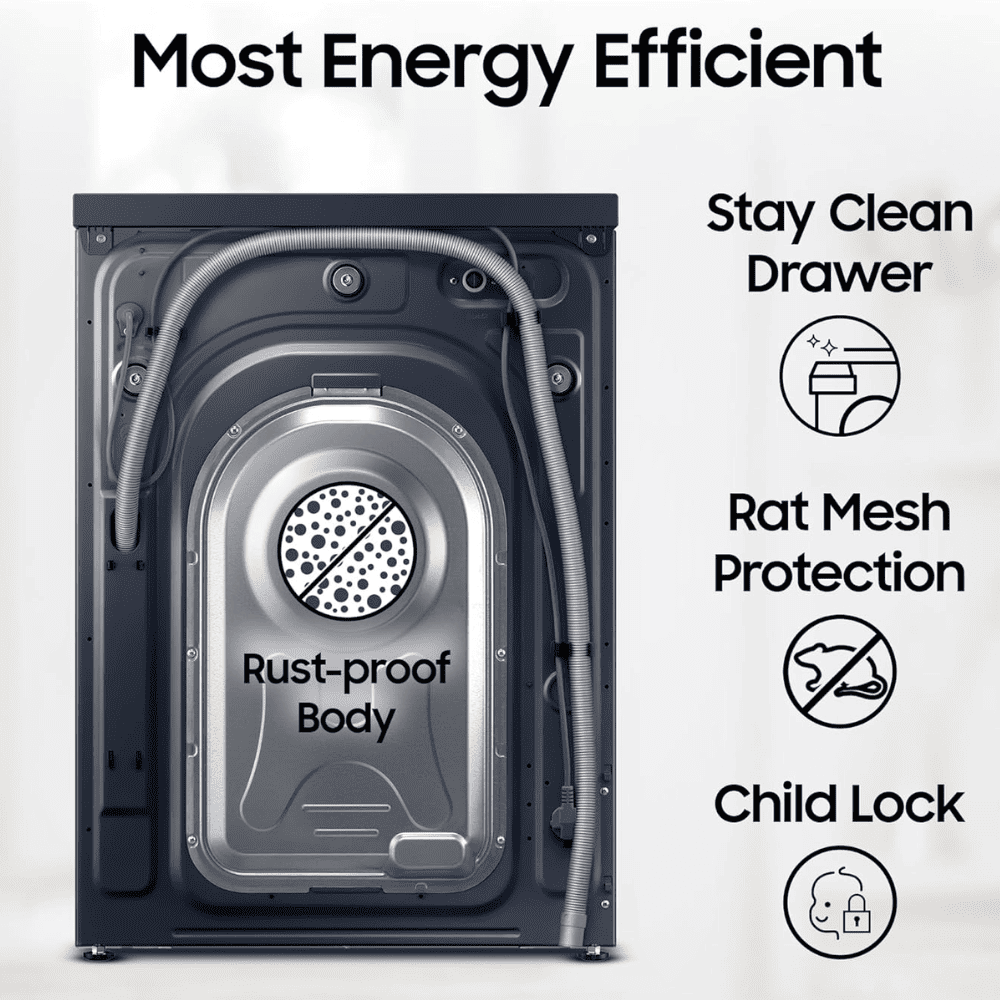 Samsung 12 Kg 5 Star Fully-Automatic Front Load Washing machine (WW12DG5B24AB,Black)