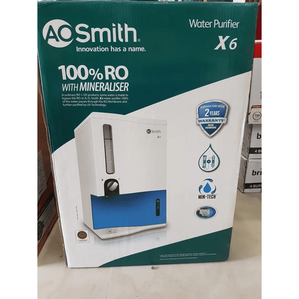 AO Smith X-Series X6, 9 Ltrs Storage, Wall Mountable Water Purifier, Blue & White