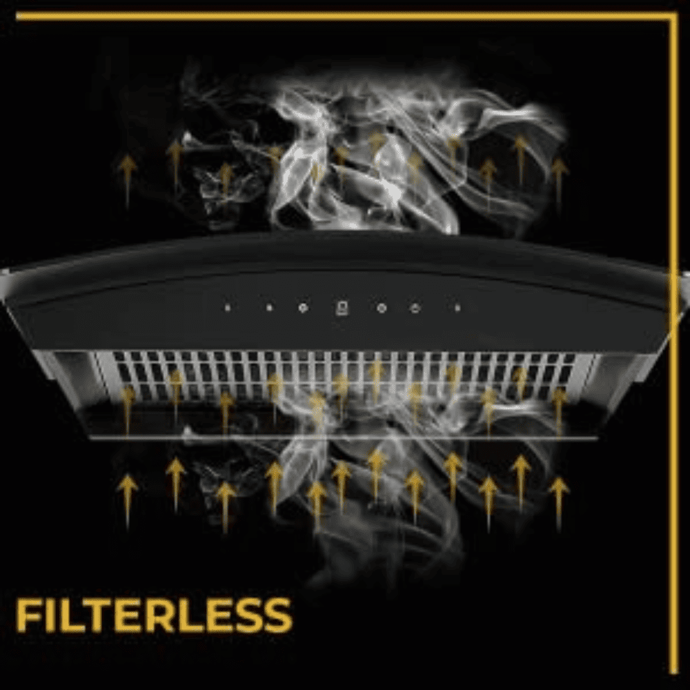 Whirlpool CGFL PRO 602 HAC, 60 cm 1425 m3/hr Auto Clean Wall Mounted Kitechen Chimney, Touch + Motion Sensor Control with Filterless Technology (Black)