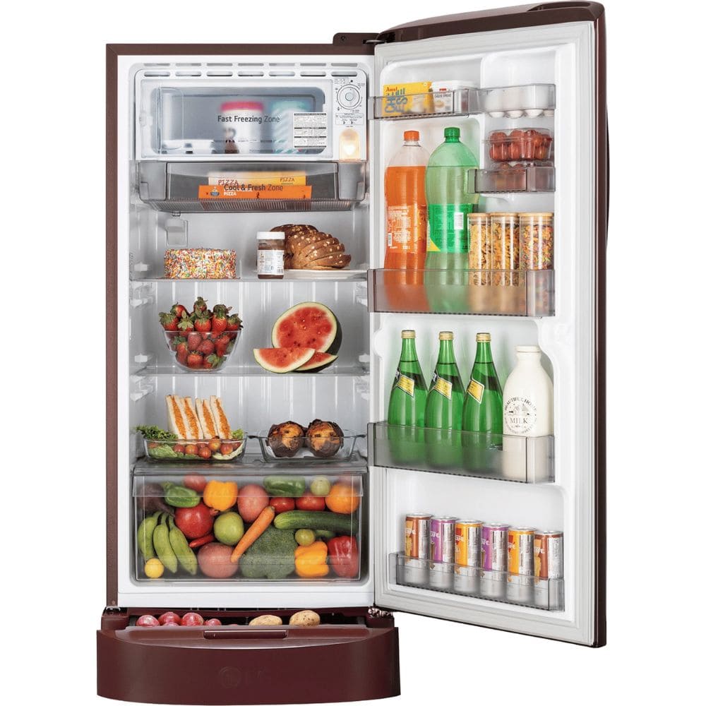 LG 210 Ltrs, 5 Star Smart Inverter Direct Cool Single Door Refrigerator (GLD2256ZAWS, Shiny Steel)