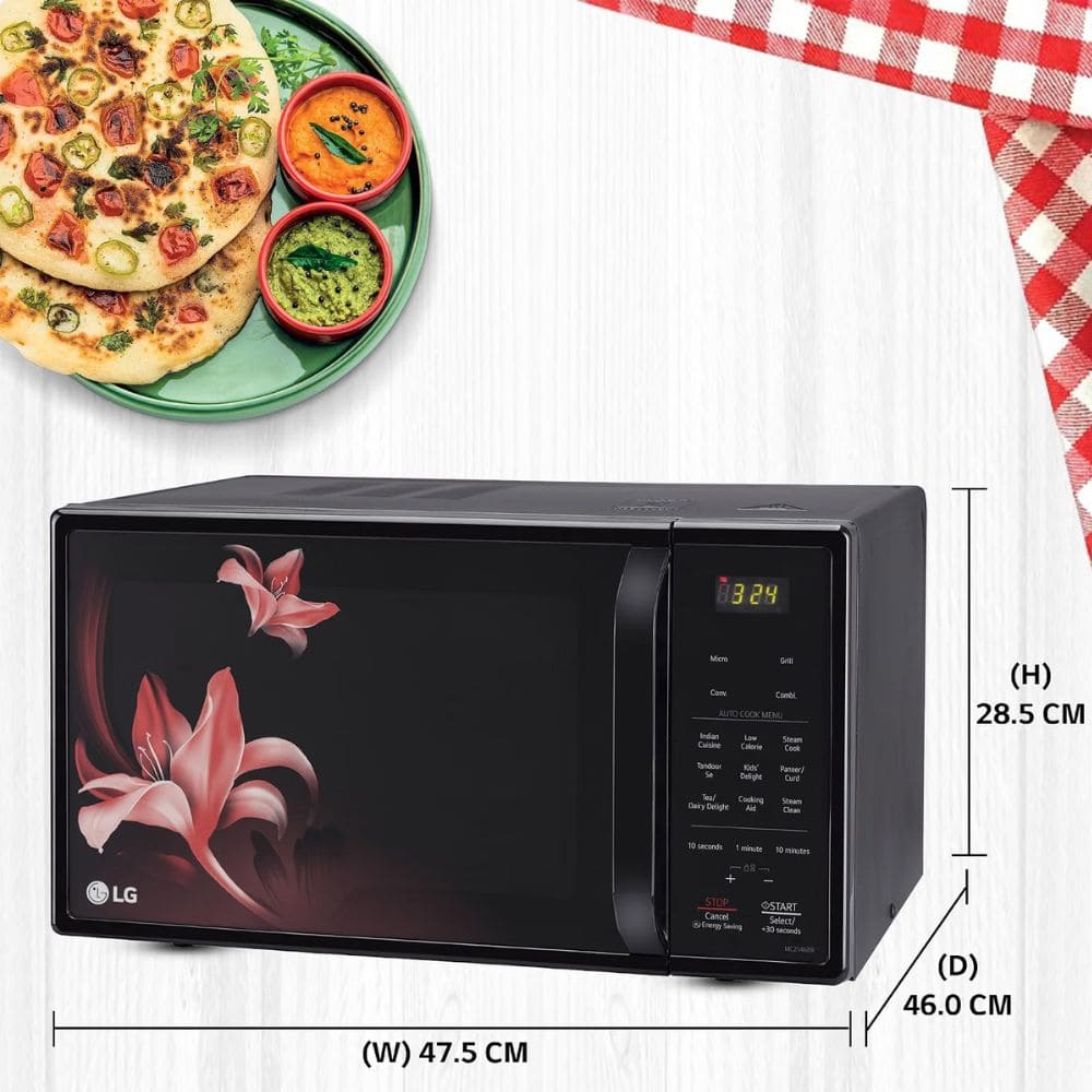 LG 21 Ltrs Stainless Steel Cavity Convection Microwave Oven (MC2146BR,Glossy Black)