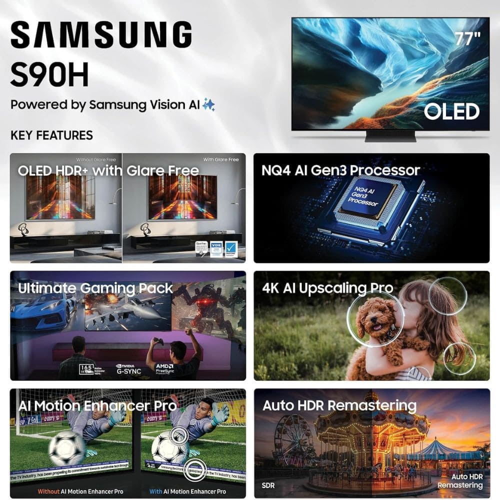 Samsung QA77S90HAULXL, 77 Inches 4K Ultra HD OLED TV, Graphite Black