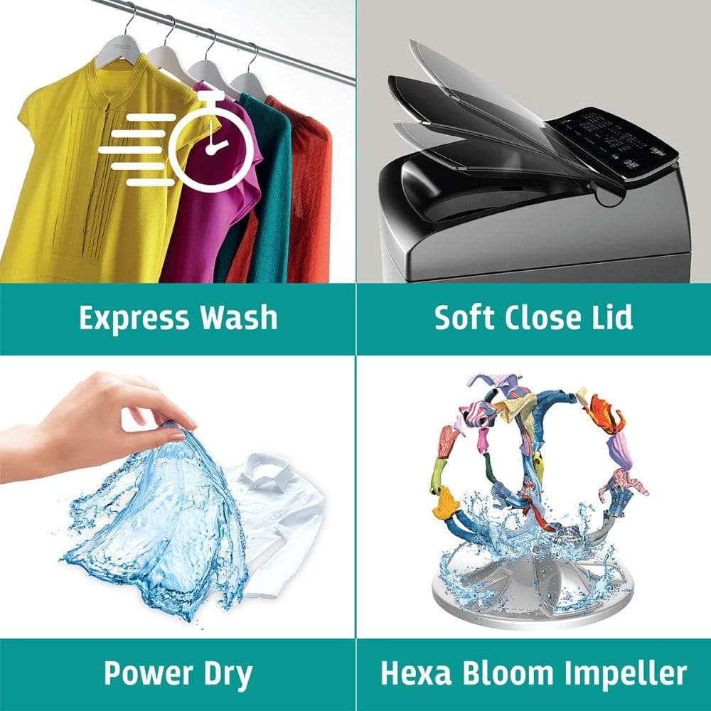 Whirlpool 9.5 Kg 5 Star Fully-Automatic Top Load Washing machine (360 BW PRO-H 9.5 GRAPHITE 10Y, midnight Grey)