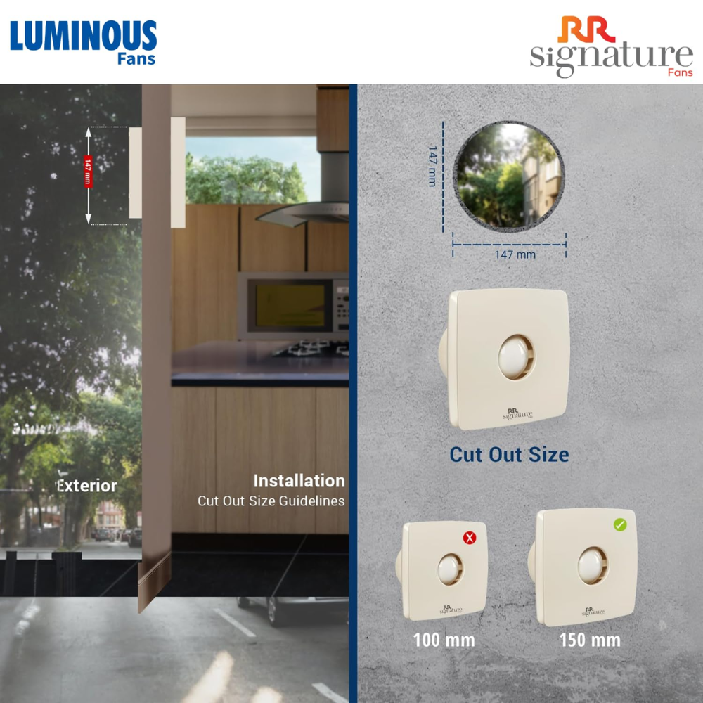 Luminous 150mm High Speed Noiseless Fresh Air Exhaust Fan (RR Signature Vento)