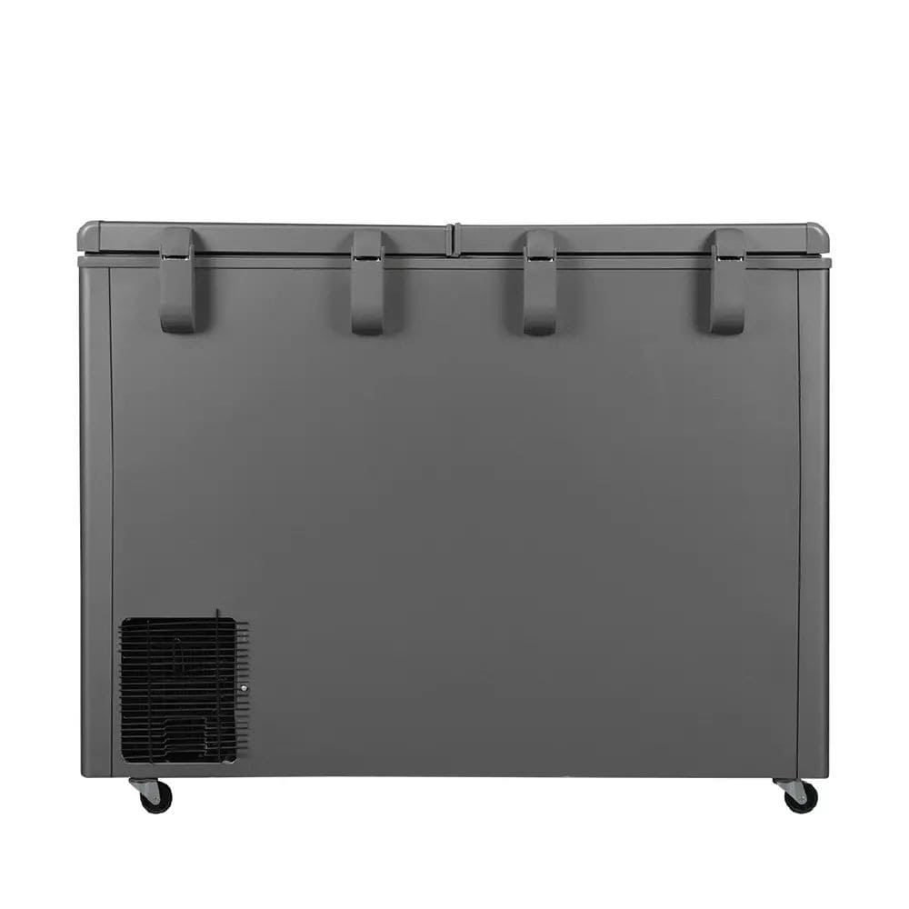 Haier HFC-365DET5, 365 Ltrs 4 Star Double Door Hard Top Convertible Deep Freezer, Titanium Grey