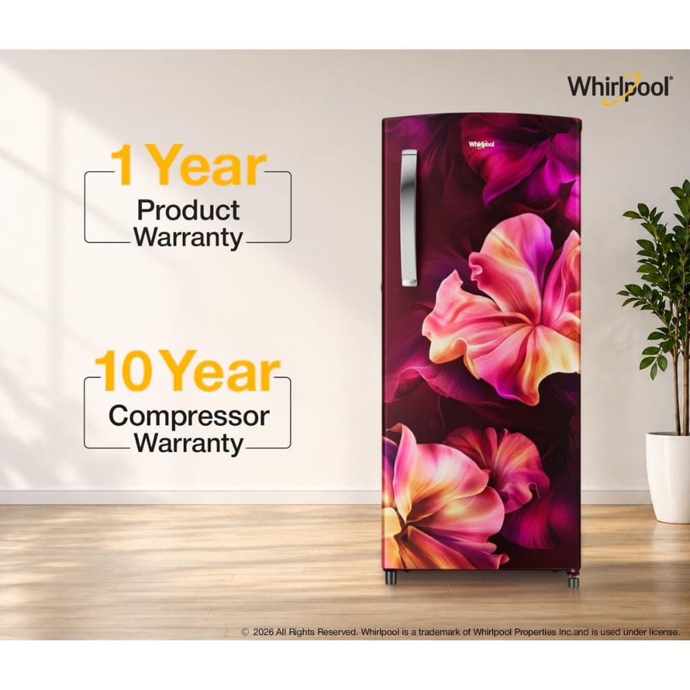 Whirlpool 207 Ltrs, 3 Star Icemagic Pro Inverter Direct Cool Single Door Refrigerator (230 IMPRO PRM 3S WINE SILK Y, Red)