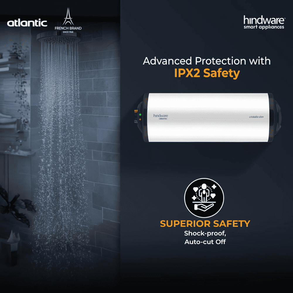 Hindware 15 Ltrs Vertical Storage, 5 Star Water Heater Geyser  (CRISTALLO15, White)
