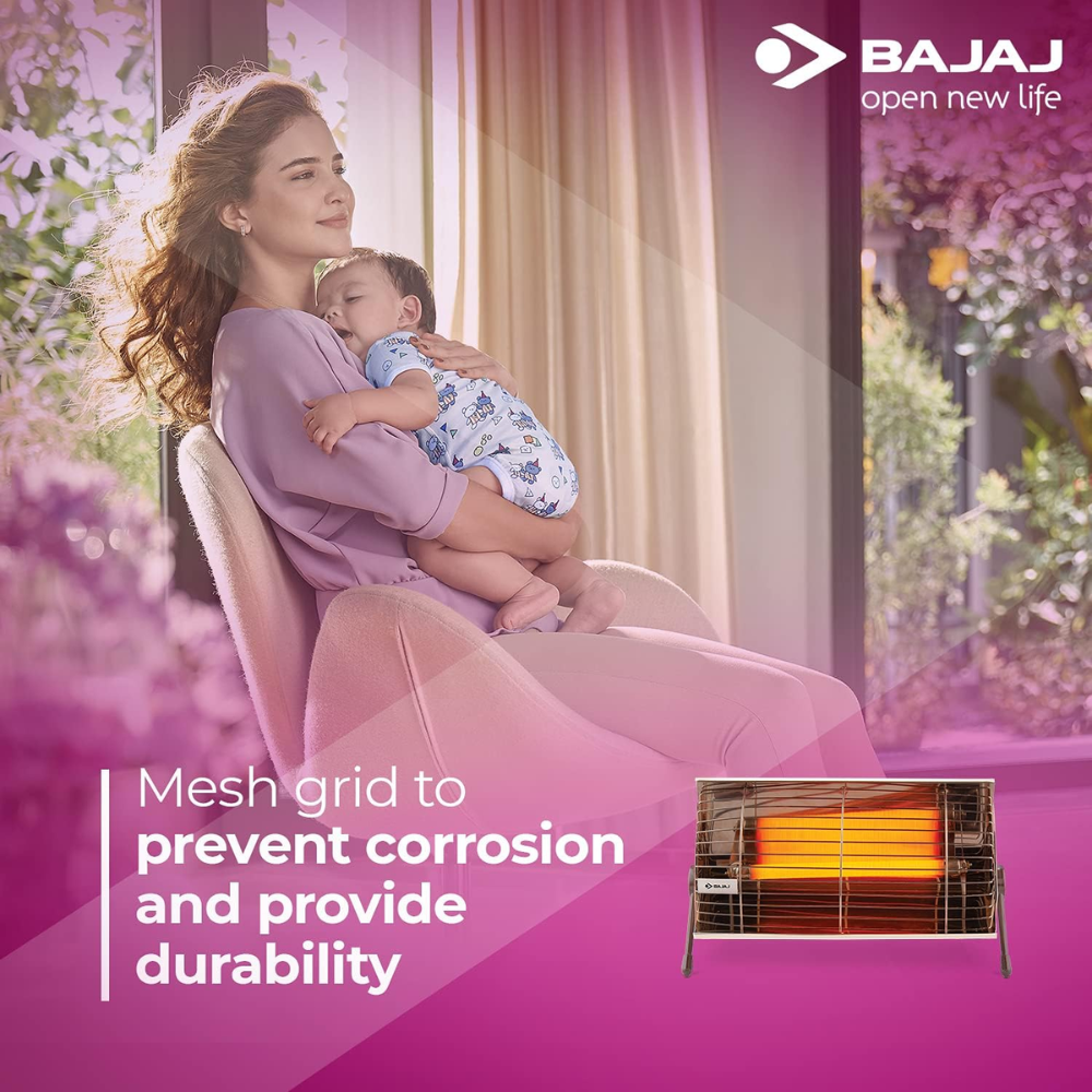 Bajaj Radiant Minor, 1000 Watts Room Heater, Steel