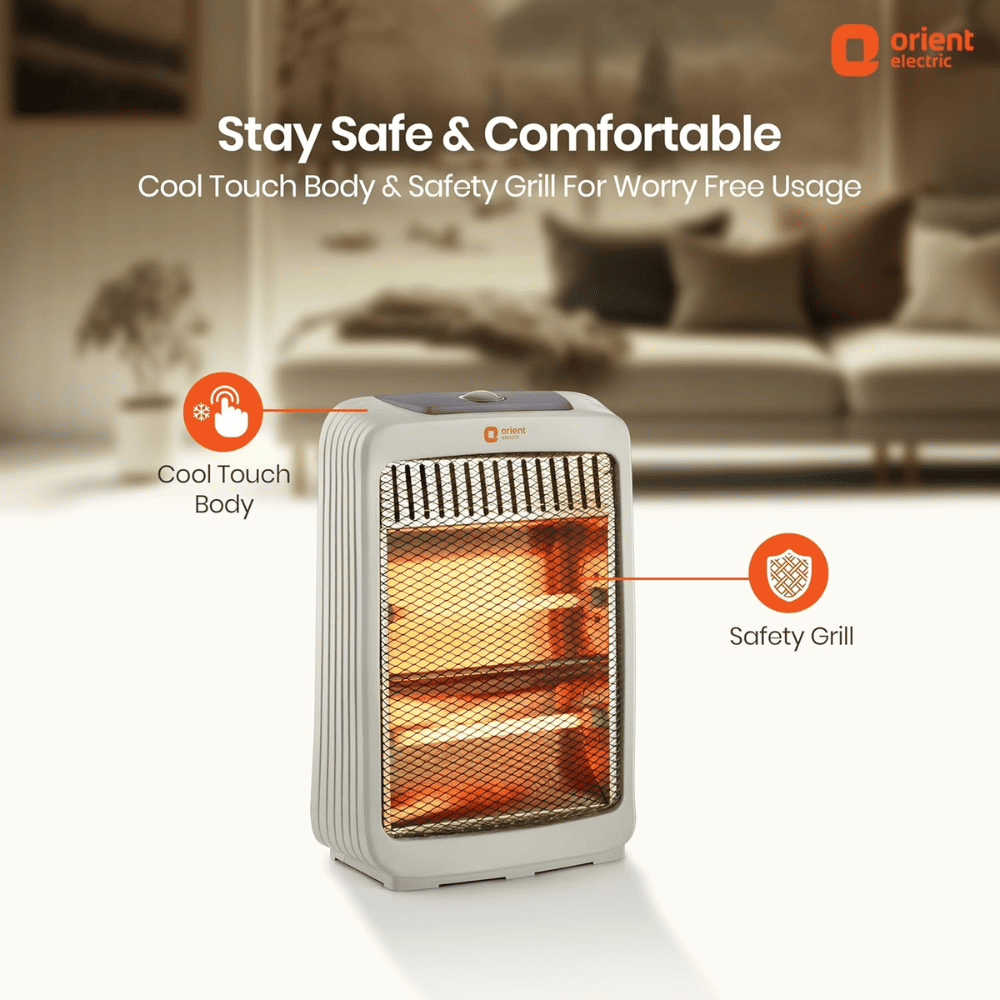 Orient Electric 800 Watts Stark Quartz Room Heater (QH800ASR, White)