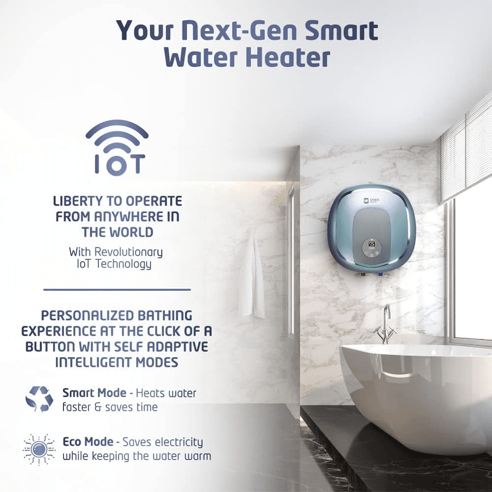 Orient Electric 25 Ltrs Storage Wall Mounting Water Heater Geyser (25l Aquator Iot, Blue)