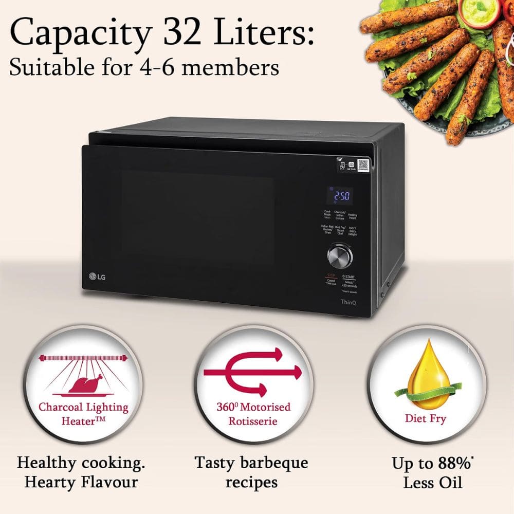 LG 28 Ltrs Scan-To-Cook Charcoal Microwave Oven (MJEN326SFW,Black)