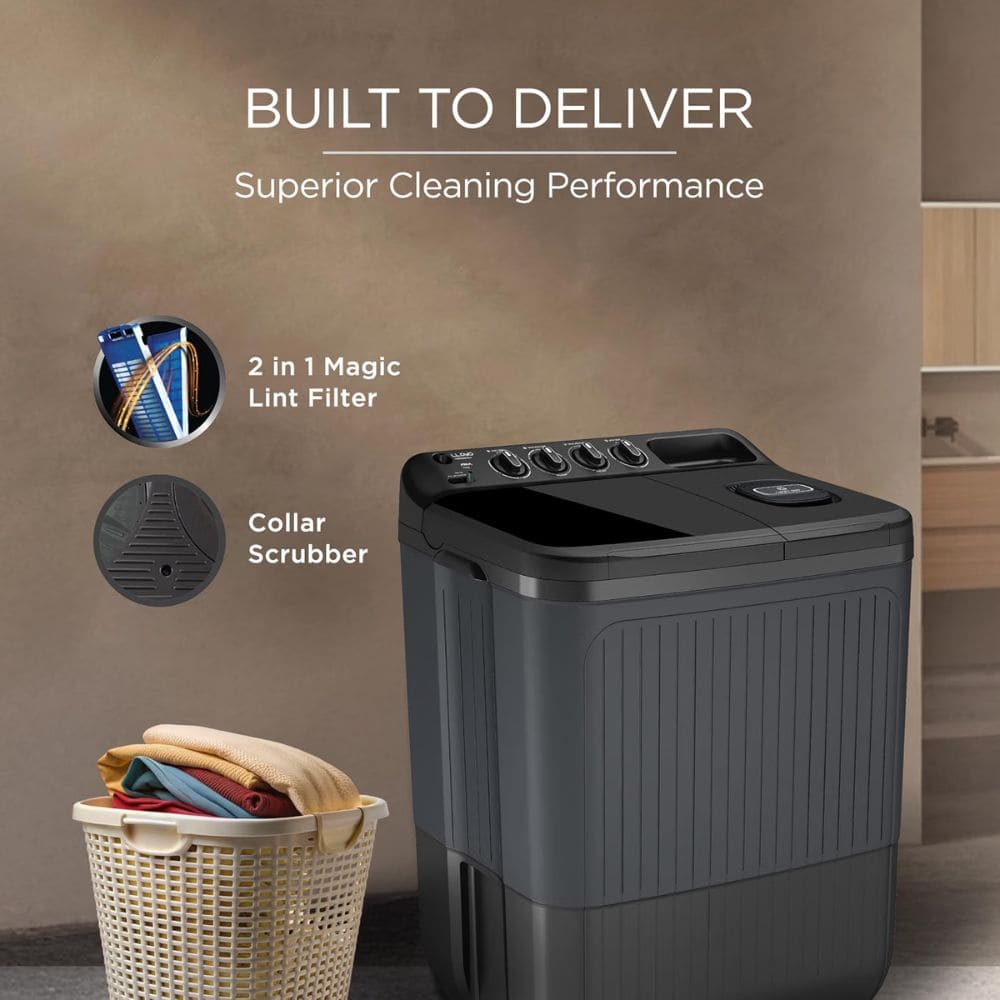 Lloyd 7.5 Kg 5 Star Semi-Automatic Top Load Washing Machine (GLWS755AODVG,Grey)
