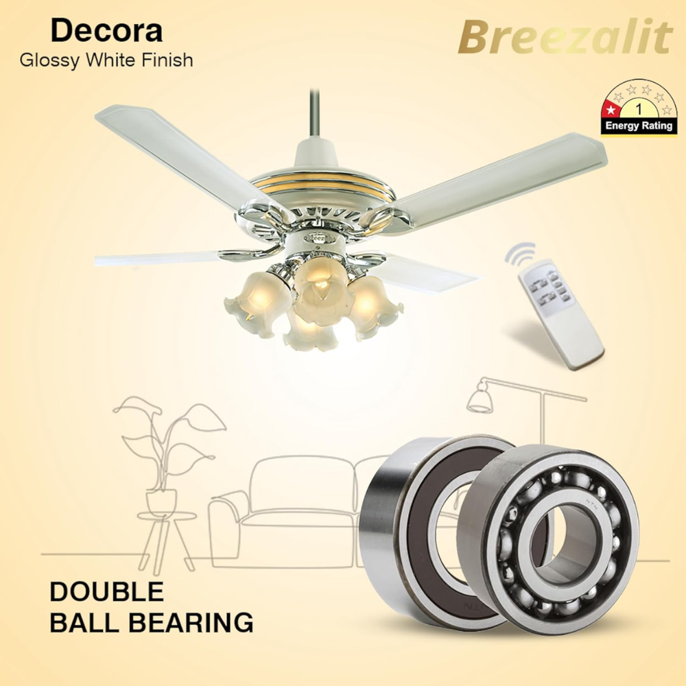 Breezalit 1200mm 4 Blade Modern Designer Ceiling Fan (Decora)