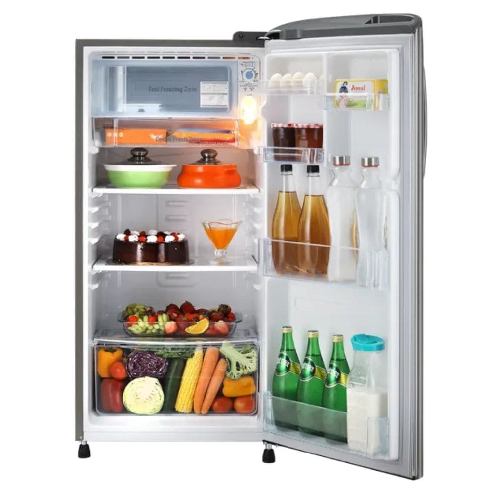 LG 185 Ltrs, 3 Star Inverter Single Door Direct Cool Refrigerator (GLD1936YAPZB, Shiny Steel)