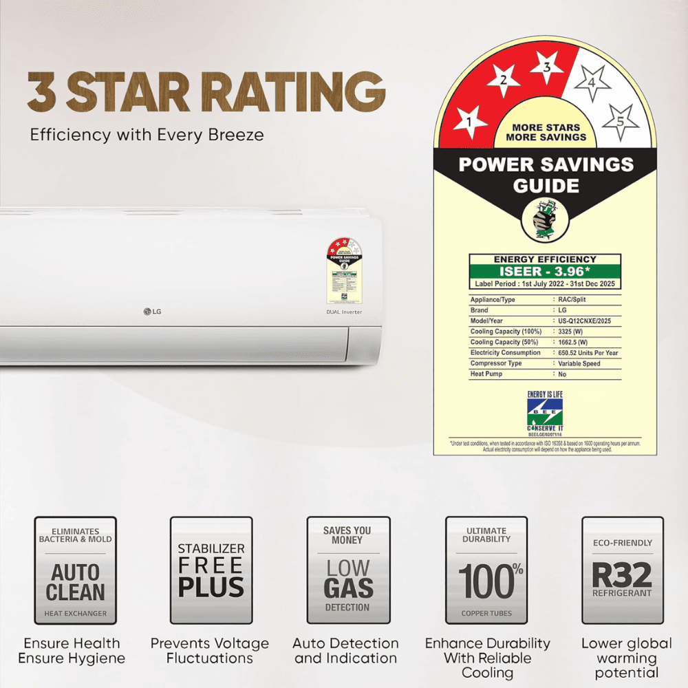 LG 1 Ton 3 Star Inverter Split Air Conditioner (USN-Q12CNXE)