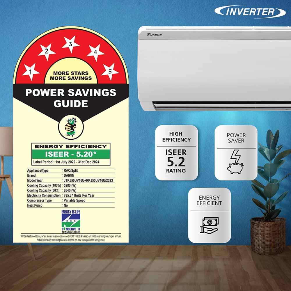 Daikin 1.5 ton 5 Star Inverter Split Air Conditioner (JTKJ50U)