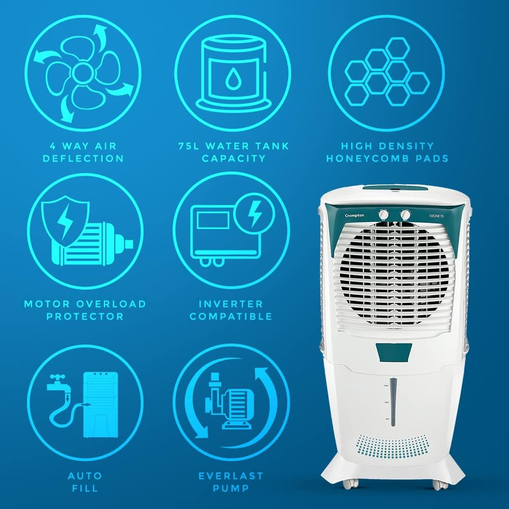 Crompton 75 Litres Desert Air Cooler (Ozone Royal 75)