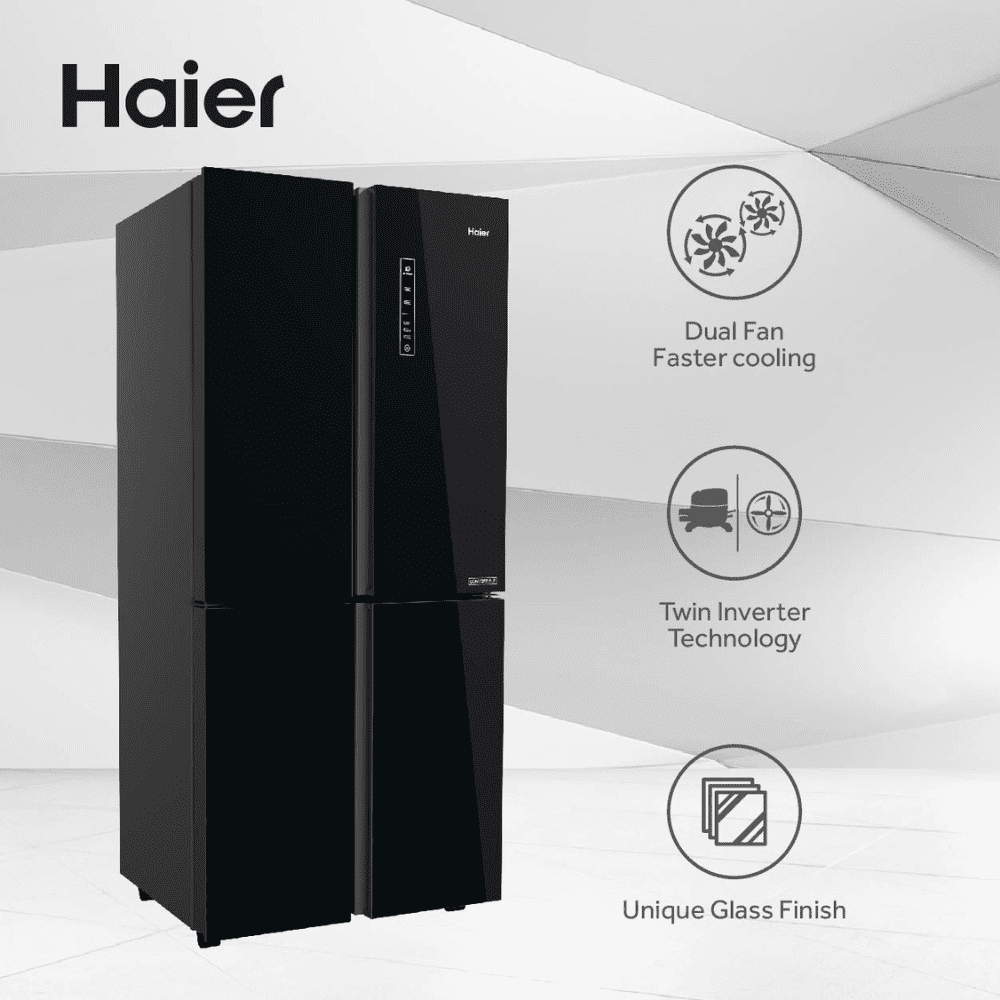 Haier 531 Ltrs 2 Star Inverter Frost Free Side by Side Refrigerator, HRB-550KG, Black