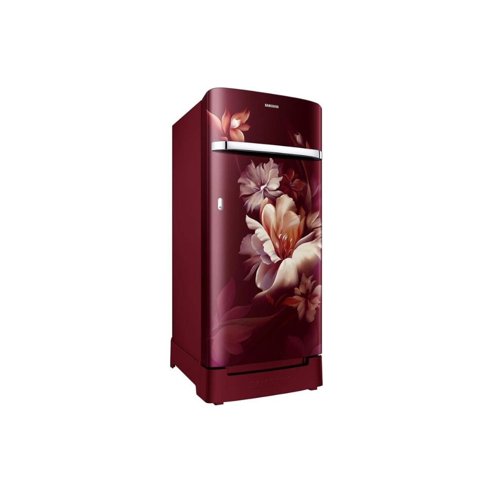 Samsung 189 Ltrs, 4 Star Digital Inverter, Direct Cool Single Door Refrigerator (RR21H2H24RZ, Midnight Blossom Red)