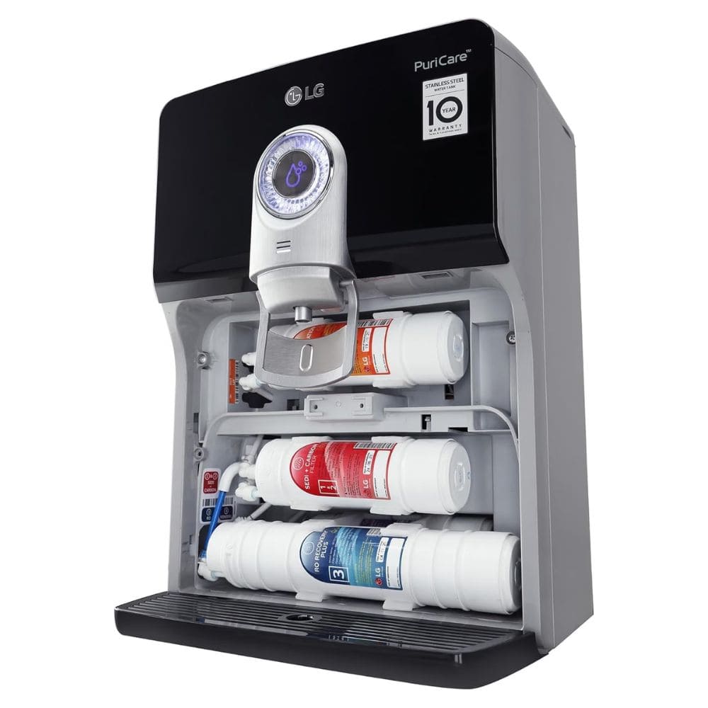 LG 8 Ltrs Storage, RO+UV+UF+Mineral Booster Steel Tank Water Purifier (WW184ETB,Black)