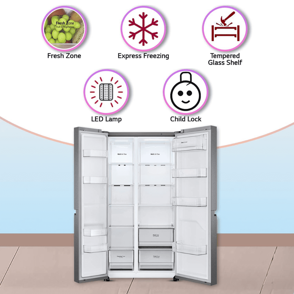 LG 688 Ltrs 5 Star Smart Frost Free Side by Side Refrigerator (GC-B257KQDV, Graphite Steel)