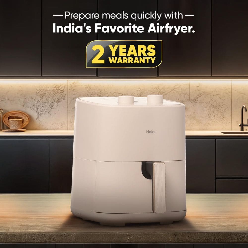 Haier 5 Litres 1500 Watt Digital Air Fryer with 3 D Hot Circulation (HAF-M503I, White)