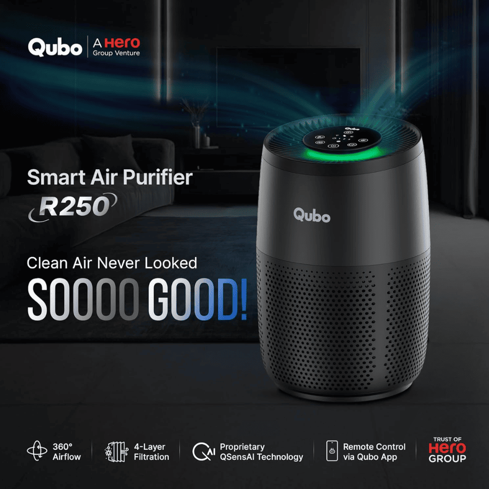 Qubo R250 Smart Room Air Purifier with HEPA 13 Filter (250 Sqft, Black)