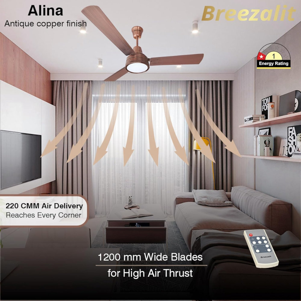 Breezalit 1200mm 3 Blade Decorative Ceiling Fan (Alina)