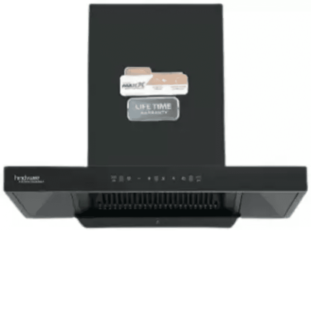 Hindware ALICIA+ HMS BLK, 75cm 1350 m3/hr Auto Clean Wall Mounted Chimney (Black)