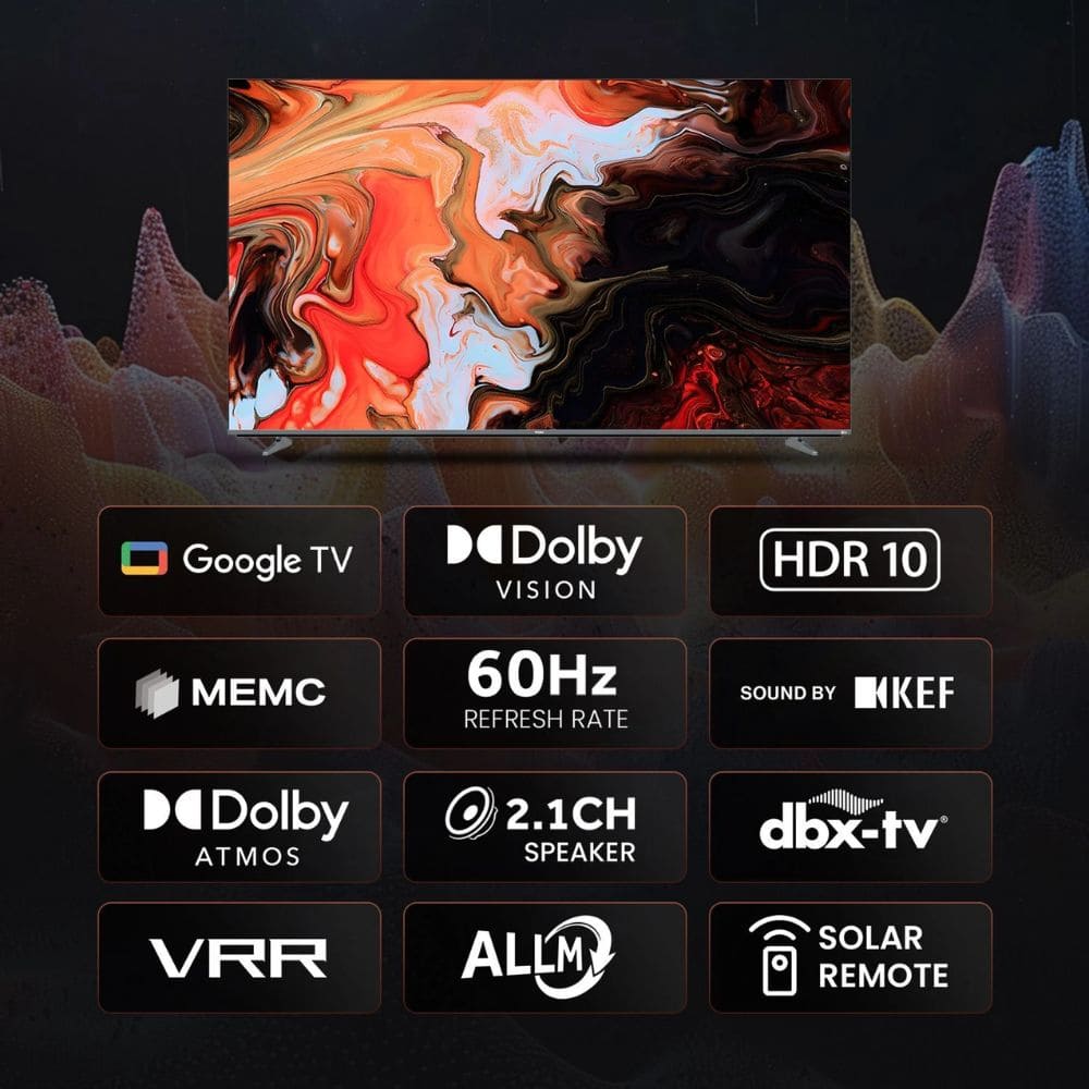 Haier H85M80FUX, 85 Inches 4K Ultra HD Mini LED Smart TV, Black