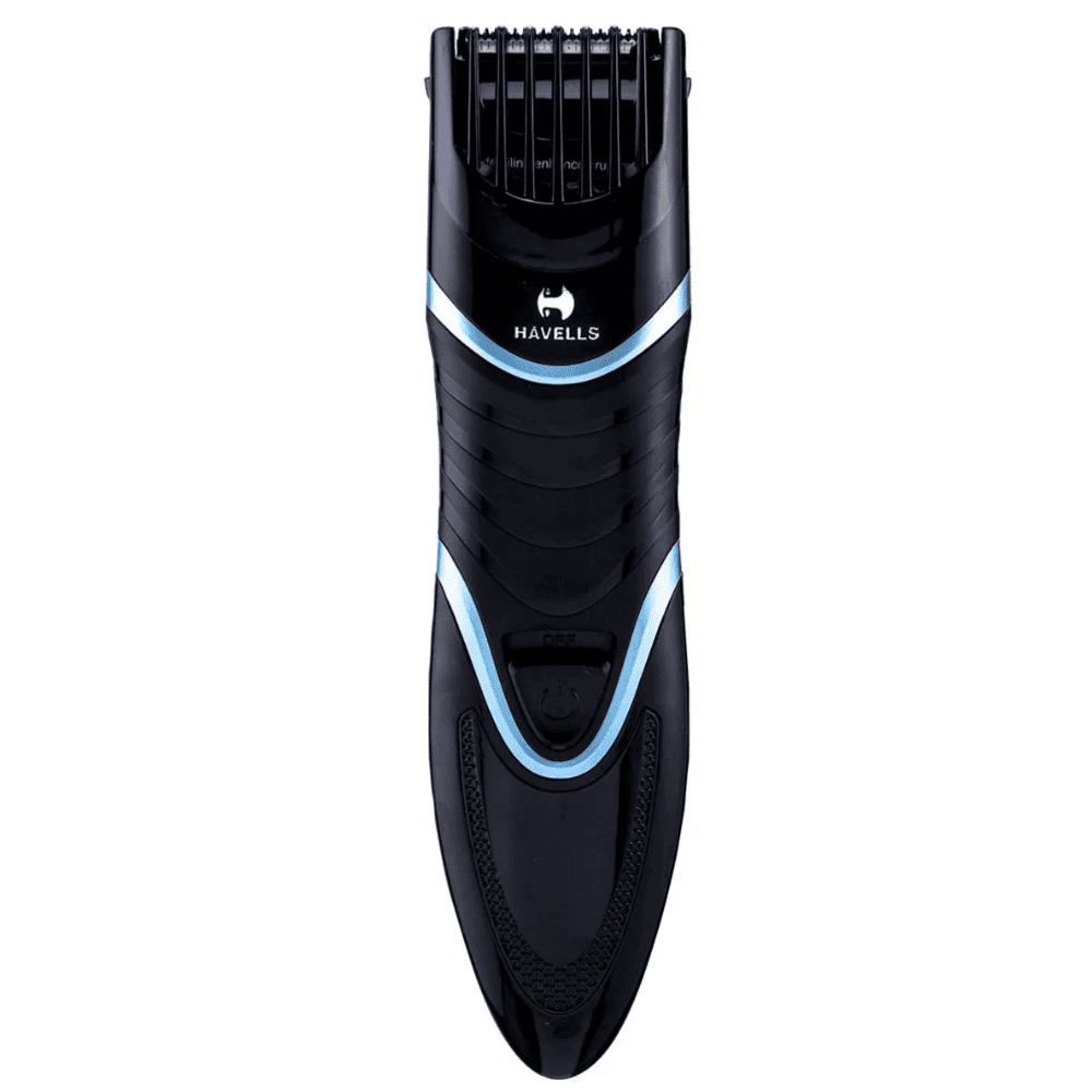 Havells BT9000, Digital & USB Quick Charge Titanium Coated Zoom Wheel Beard Trimmer (Black & Blue)