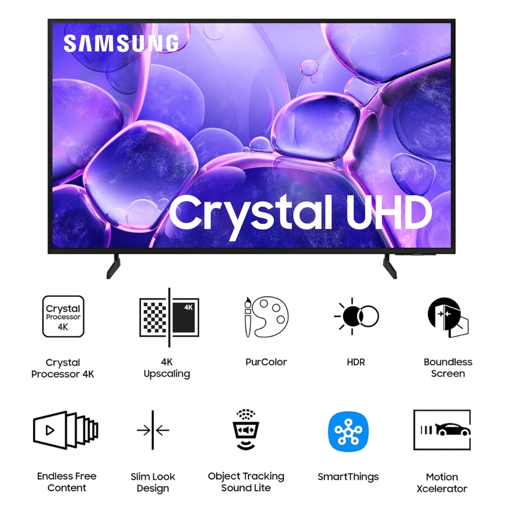 Samsung 43U8100F, 43 Inches 4K Ultra HD Smart LED TV, Crystal Black