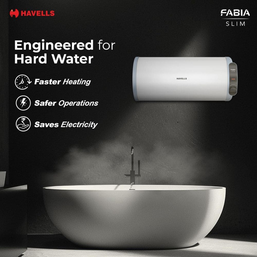 Havells 15 Ltrs Horizontal Storage Water Heater Geyser (Fabia Slim15L-H)