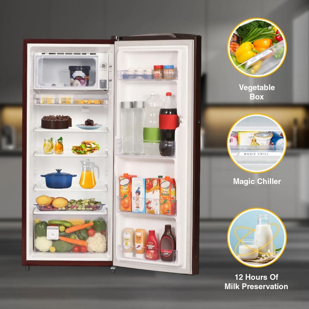 Whirlpool 207 Ltrs, 3 Star Icemagic Pro Inverter Direct Cool Single Door Refrigerator (230 IMPRO PRM 3S WINE PEONY Z)