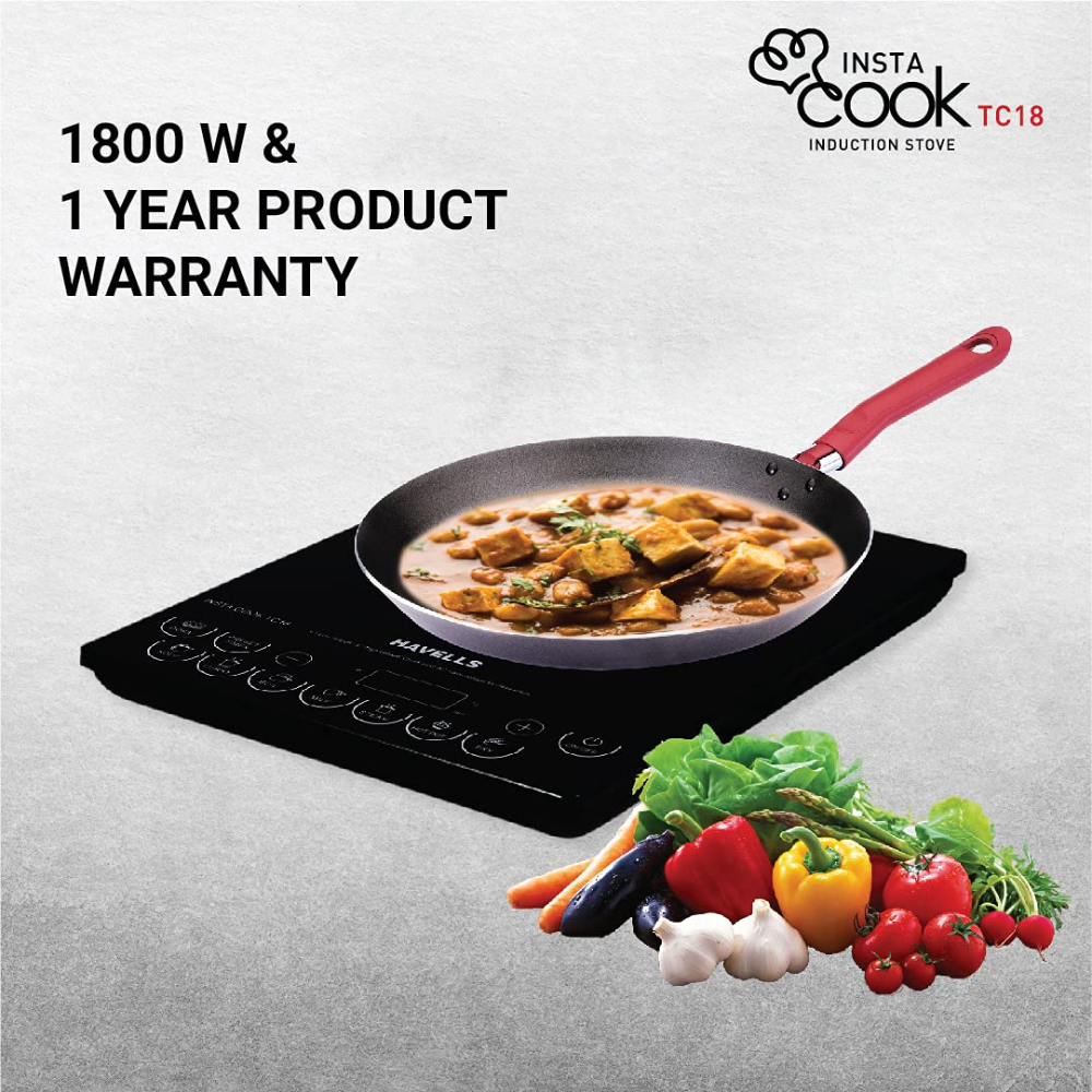 Havells Ghcicdqk180, 1800 Watts INSTA Induction Cooktop, Black