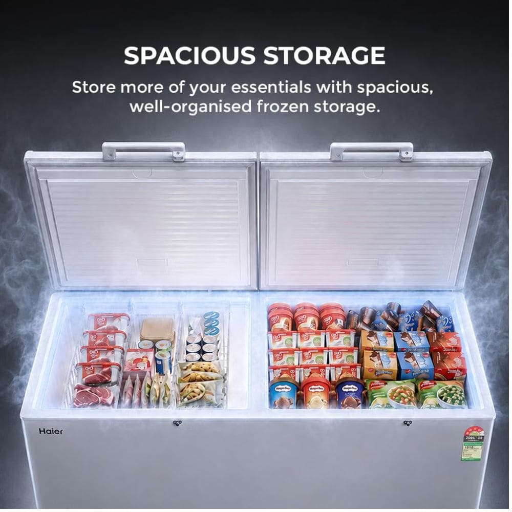 Haier HFC-788DPW4, 788 Ltrs 5 Star Double Door Hard Top Convertible Deep Freezer, White