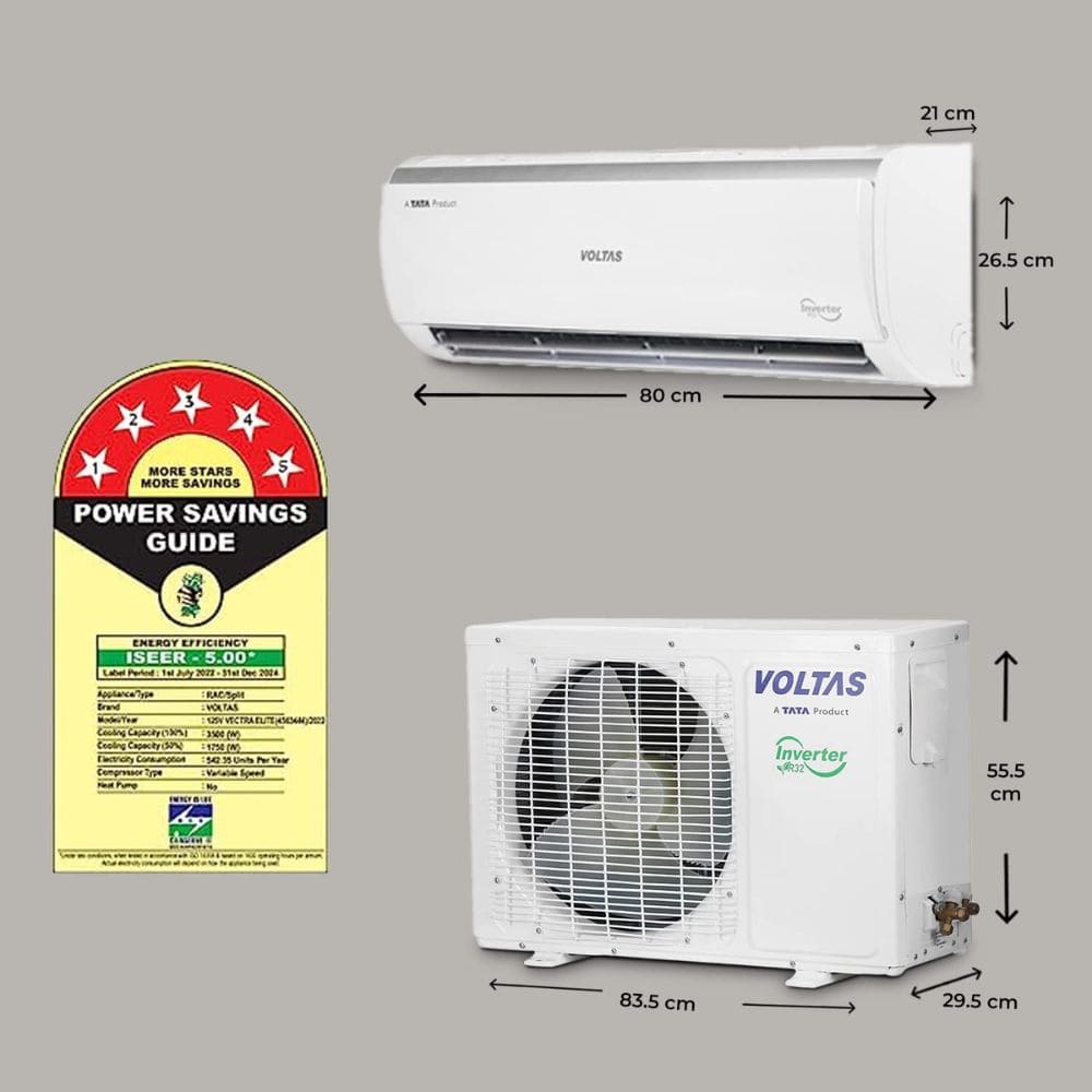 Voltas 1.0 Ton 5 star Inverter Split Air Conditioner (SAC 125V Vertis AI)