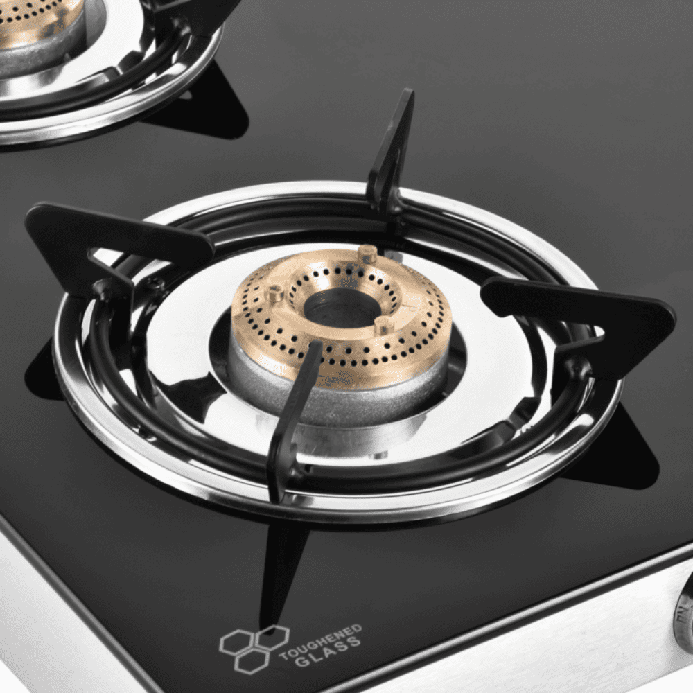 Sunflame Cooktop, CROWN GT 4B, 4 Burner Auto Manual Ignition Glass Top Brass Burner 2 Medium + 2 small Gas Stove (Black)