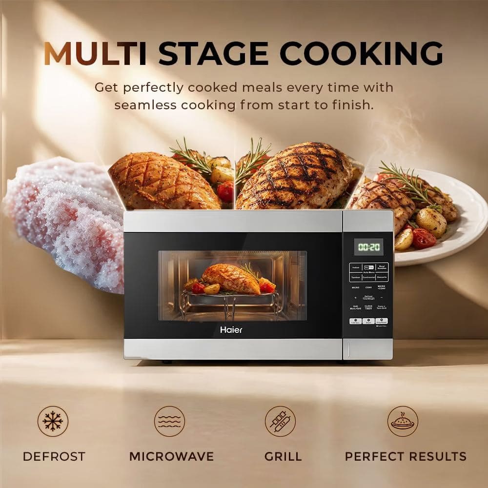 Haier 30 Ltrs Stainless Steel Convection Microwave Oven (HIL3001ARSB,Black)