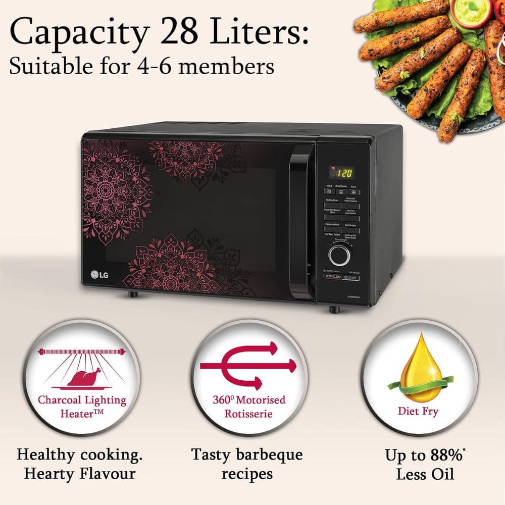 LG 28 Ltrs Stainless Steel Cavity Convection Microwave Oven All in One (MJ2887BIUM,Black)