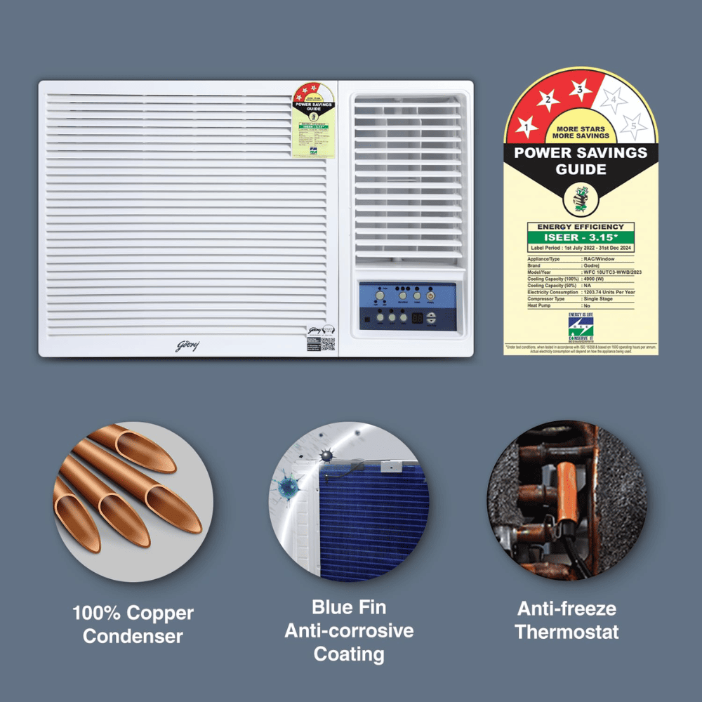 Godrej 1.5 ton 3 Star Fixed Speed Window Air Conditioner (WFC 18UTC3-WWB)