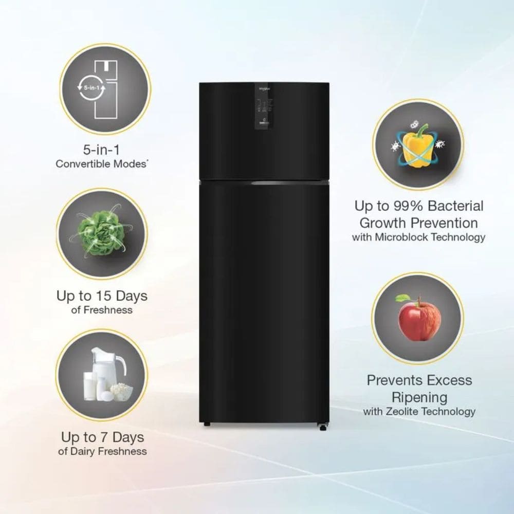 Whirlpool 467 Ltrs, 2 star IntelliFresh Convertible Inverter Frost Free Double Door Refrigerator (IF INV CNV 515 PEARL BLACK(2S) Y)