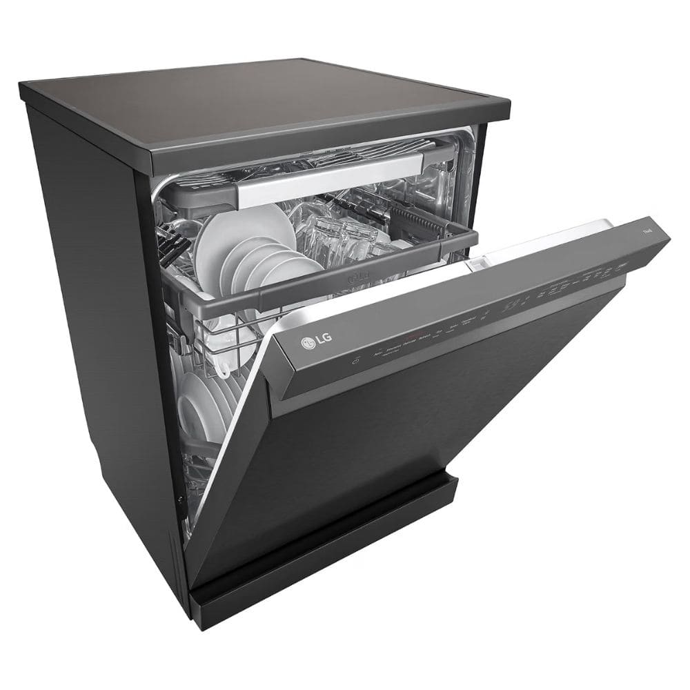 LG 15 place settings Free Standing Dishwasher with True Steam Quad Wash & Inverter Direct Drive (DFB435FM, Matte Black)