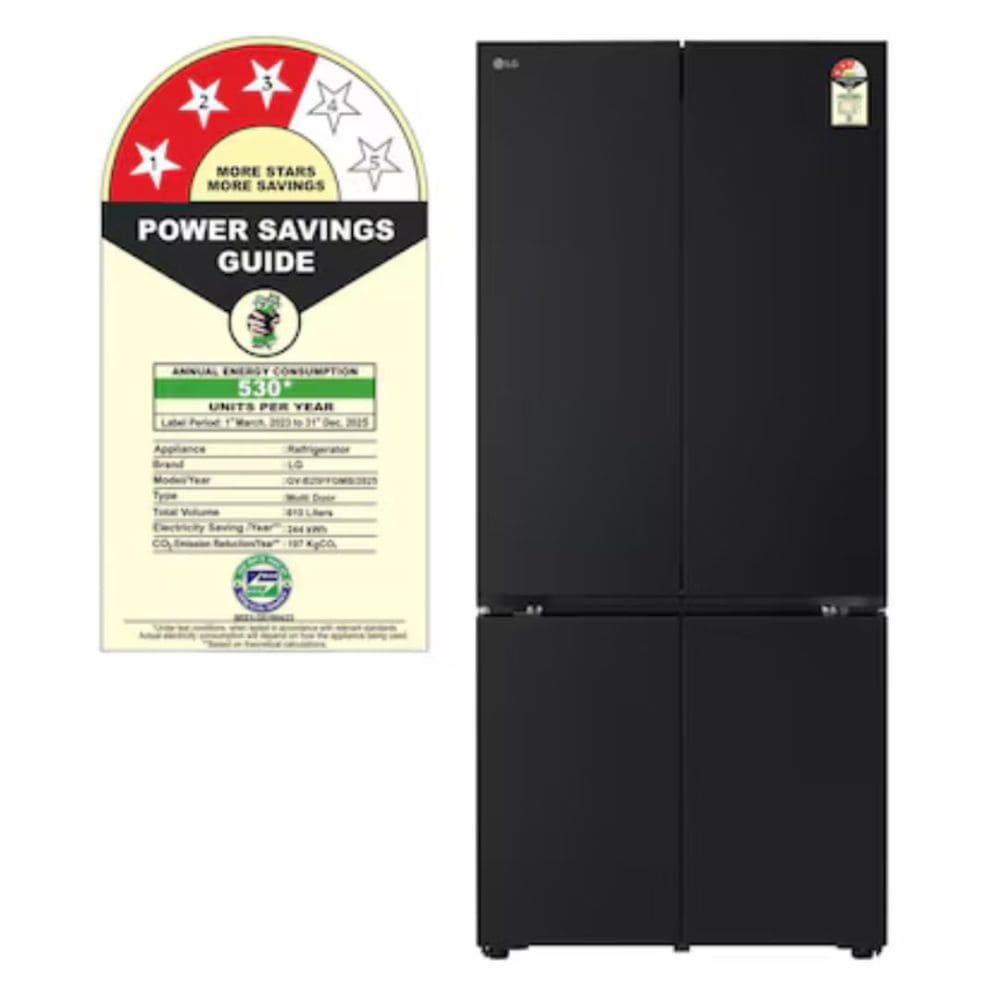 LG 610 Ltrs, Frost Free French Door Refrigerator (GV B25FFGMBBlack Glass Finish)