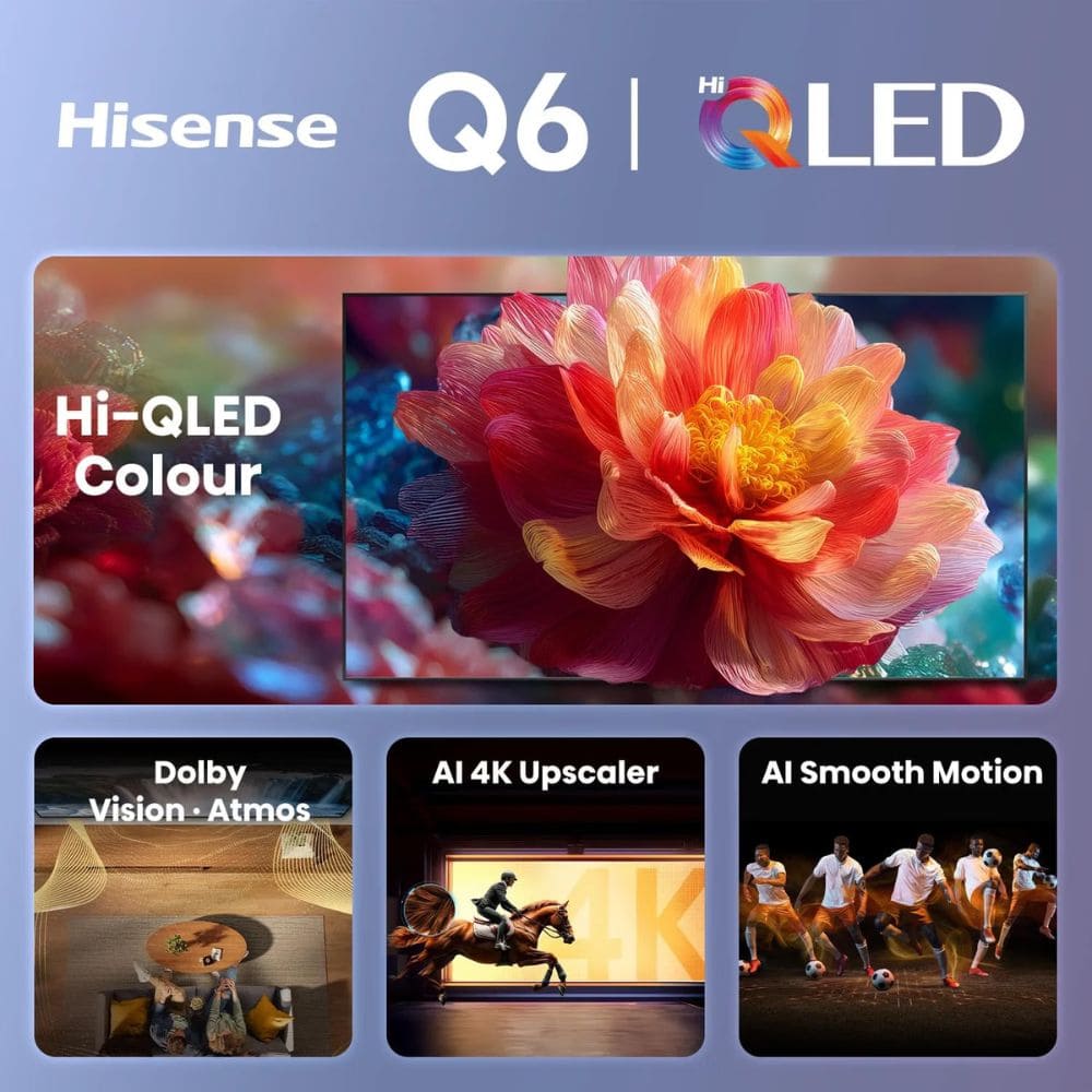 Hisense 50Q6S, 50 Inches 4K Ultra HD Smart QLED TV, Black